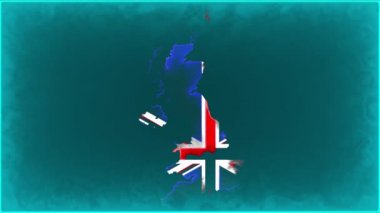Brexit animasyonu. Brexit metni birleşik krallığı örtüyor. Renkler ve siyah ve beyaz arasında bir zıtlık oluşturuyor..