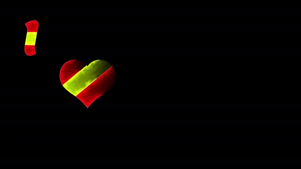 Spanya Animasyonunu Kalp Atışlarıyla Seviyorum Spanya Bayrağını Seviyorum Country Love — Stok video