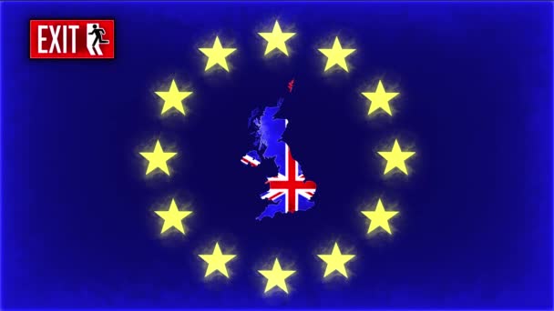 Brexit Animáció Egyesült Királyság Kilép Európai Uniós Zászló — Stock videók