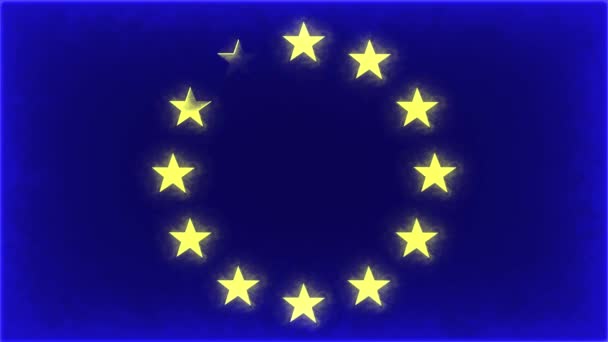 Avrupa Birliği Bayraklarının Animasyonu Avrupa Konsepti Işık Işınları Tarafından Oluşturulan — Stok video