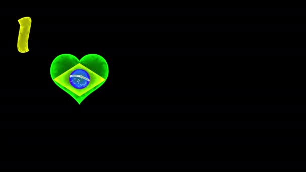 Encanta Animación Brasil Con Bandera Brasileña Dentro Del Corazón Love — Vídeo de stock