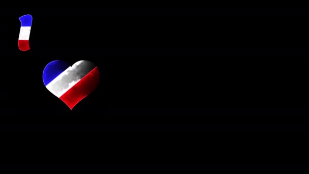 Люблю Французскую Анимацию Триколором Бьющим Сердце Love France Icon Flag — стоковое видео