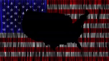 Animasyon Amerikan bayrağının içindeki Usa haritası. Amerika Birleşik Devletleri konsepti..