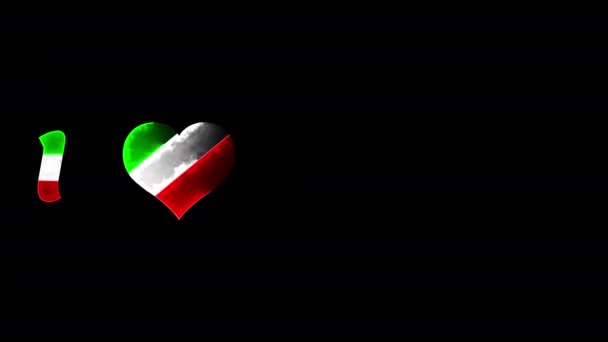 Encanta Animación Italia Con Tricolor Latiendo Heart Love Italy Country — Vídeo de stock