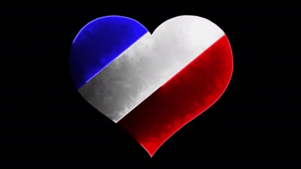 Mapa Francia Dentro Corazón Animado Latiendo Con Bandera Francesa Love — Vídeo de stock