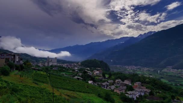 Alpes Montanha Tempo Caduca Após Chuva Vento Limpa Céu Das — Vídeo de Stock