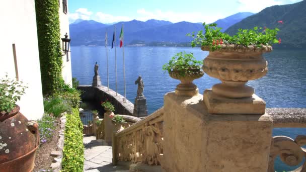 Vue Panoramique Depuis Les Jardins Villa Del Balbianello Sur Lac — Video