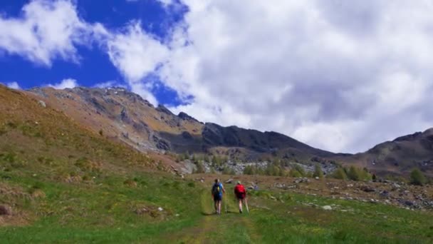 Tijdsverloop Hoogte Wandeling Italiaanse Alpen Alpen Bergen Wandelen Valtellina Italië — Stockvideo