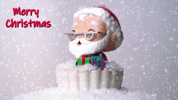 Frohe Weihnachten Weihnachten Concept Santa Claus Unter Einem Schneefall Video — Stockvideo