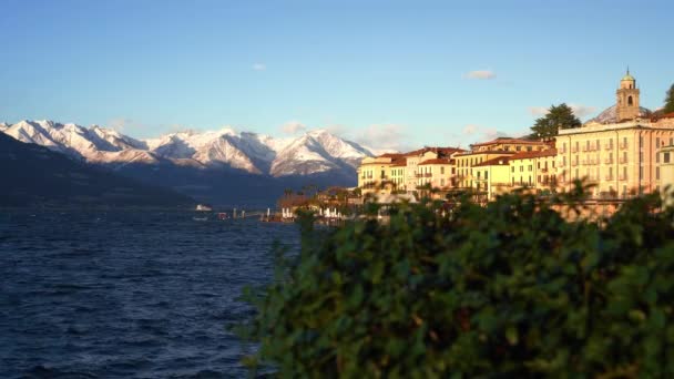 Bellagio Pearl Lake Como Winter Sunset Bellagio Famous All World — Stockvideo