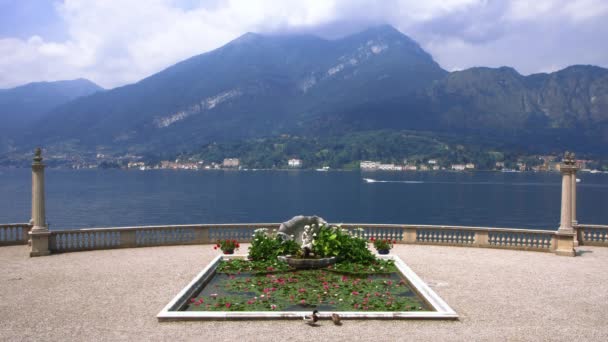 Characteristic Fountain Garden Villa Melzi Bellagio Shores Lake Como Travel — Stockvideo