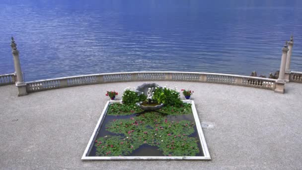BellagioのVilla Melziの庭の特徴的な噴水 Como Travel Italyの海岸線 ロイヤリティフリーのストック動画