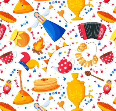 Shrovetide kutlaması için elementleri olan kusursuz desen