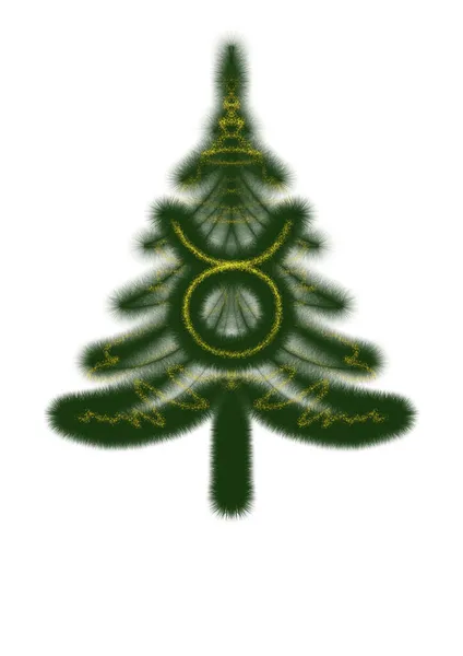 Árvore Natal Com Signo Zodíaco Touro Silhueta Árvore Natal Isolada — Fotografia de Stock