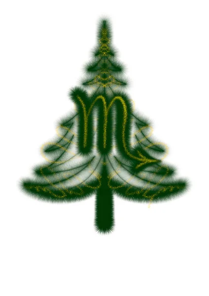 Знак Зодиака Скорпион Рождественская Елка Знаком Зодиака Скорпиона Силуэт Новогодней — стоковое фото