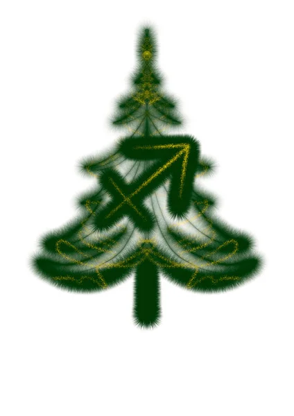 Знак Зодиака Стрельца Рождественская Елка Знаком Зодиака Сагиттария Силуэт Зеленой — стоковое фото
