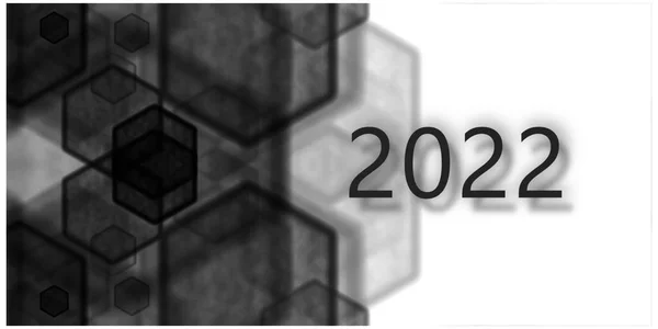 2022年 2022年のカバーデザイン パンフレットのデザインテンプレート カード バナー ウェブページ 黒と白のカード2022 黒のパターンを持つ白の背景に黒の数字2022 3D効果 — ストック写真