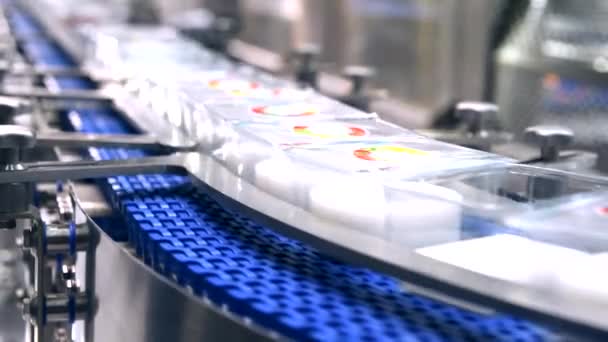 Voedingsproducten Boxen Overdracht Geautomatiseerde Transportsystemen Industriële Automatisering Voor Pakket — Stockvideo