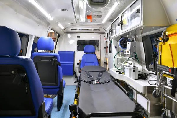 Equipamento Dispositivos Emergência Detalhes Interior Ambulância — Fotografia de Stock