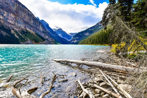 Hermosas Vistas Otoñales Del Icónico Lago Louise Parque Nacional Banff —  Fotos de Stock