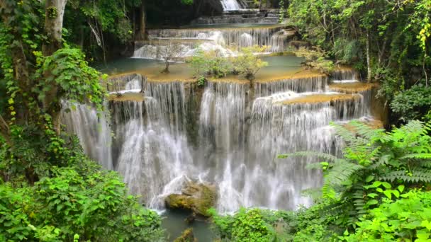 Huay Mae Kamin Vodopád Národní Park Srinakarin Kanchanaburi Thajsko — Stock video