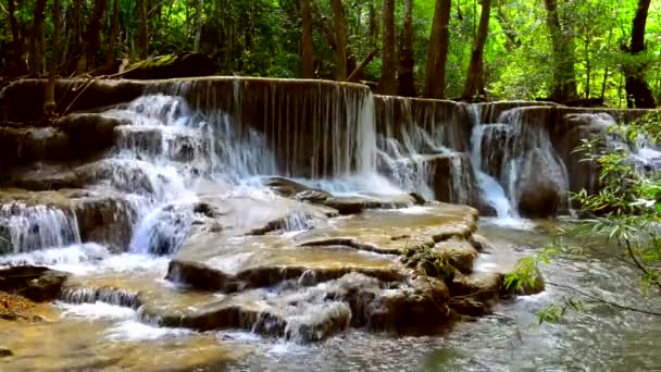 Huay Mae Kamin Vodopád Národní Park Srinakarin Kanchanaburi Thajsko — Stock video