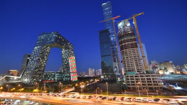 中国北京の有名なランドマークビルをタイムラプスビュー — ストック動画