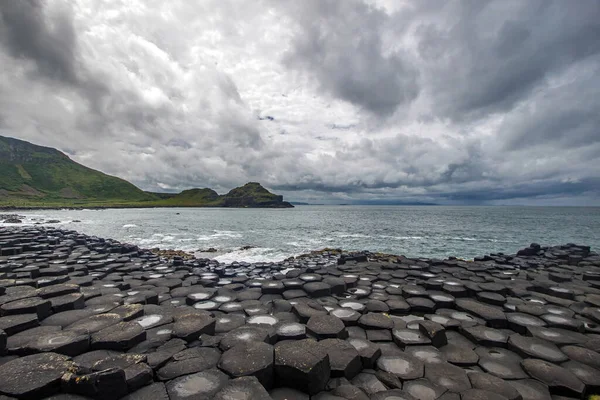 Severní Irsko Mořské Pobřeží Západ Slunce Antrim Krajiny Giants Causeway — Stock fotografie