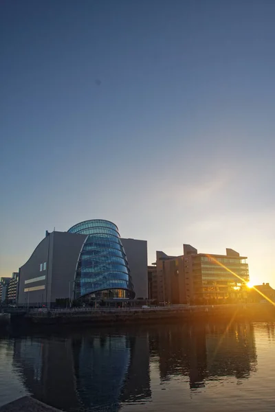 Convention Centre Dublin Ifsc House Golden Hour Time Docklands Dublin — Stock Fotó