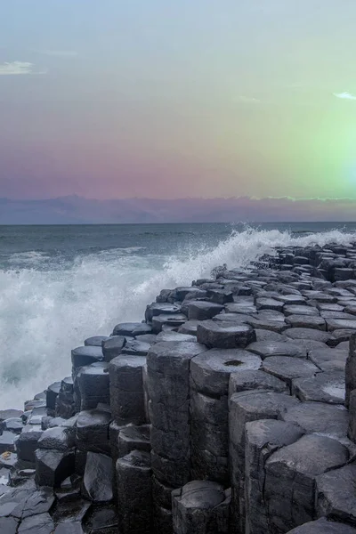 Northern Ireland Sea Coast Sunset,  Antrim landscapes, Giants of Causeway , Northern Ireland,