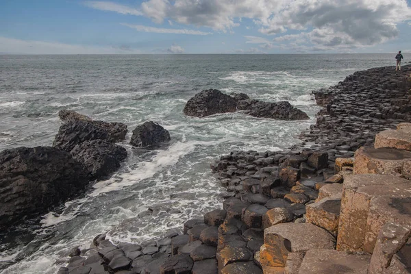Irlande Nord Mer Côte Coucher Soleil Antrim Paysages Géants Causeway — Photo