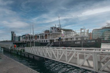 Cill Airne ship at River Liffey, Walking along River Liffey in pandemium, Spencer Dock, River Liffey, 4 December, 2021, Dublin, Ireland