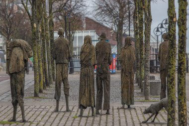The great famine bronze sculpture,  Custom House Quay, 04 December, 2021, Dublin, Ireland