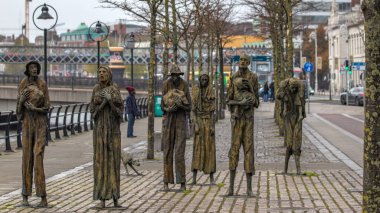 The great famine bronze sculpture,  Custom House Quay, 04 December, 2021, Dublin, Ireland