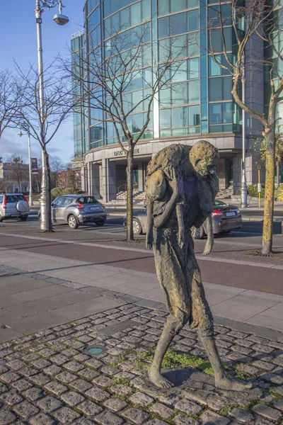 Great Famine Bronze Sculpture Custom House Quay December 2021 Dublin — Stockfoto
