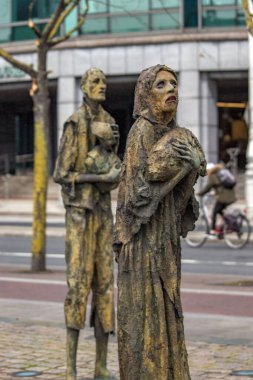 The great famine bronze sculpture,  Custom House Quay, 04 December, 2021, Dublin, Ireland