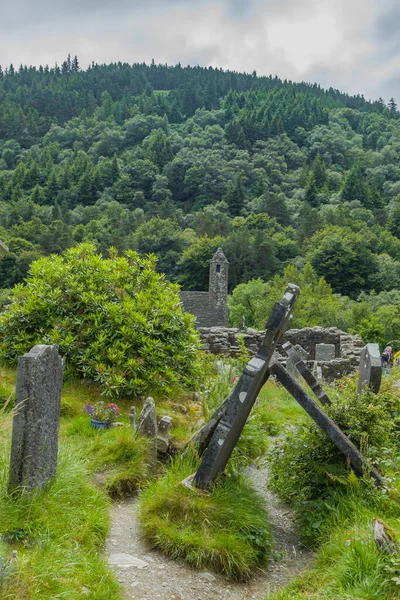 Glendalough Wicklow Mountains Lakes Woodlands Celtic Cementery Ireland Ruins Celtic — 图库照片