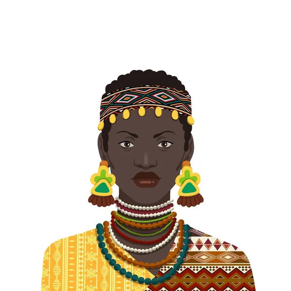 Jolie Africaine Illustration Vectorielle Femme Noire Portant Des Vêtements Traditionnels — Image vectorielle