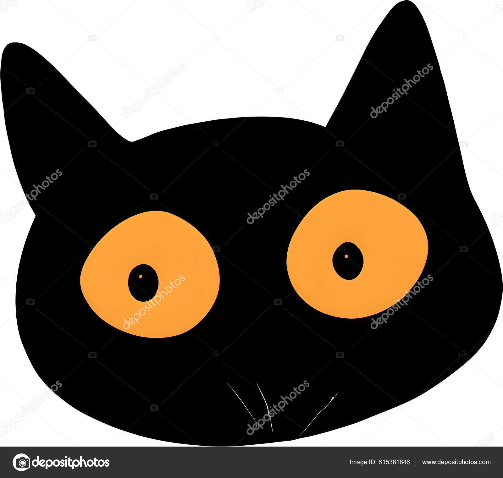 Cute Black Cat Orange Eyes Vector Color Drawing Illustration Stock cute-black-cat-orange-eyes-vector-color-drawing-illustration-stock