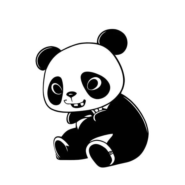 cute cartoon baby panda with big black eyes and smile.