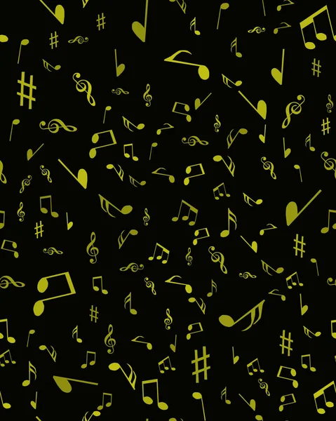 Візерунок Музичними Нотами Чорному Тлі — стоковий вектор