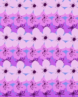  Mor arka planda pembe çiçekli desen