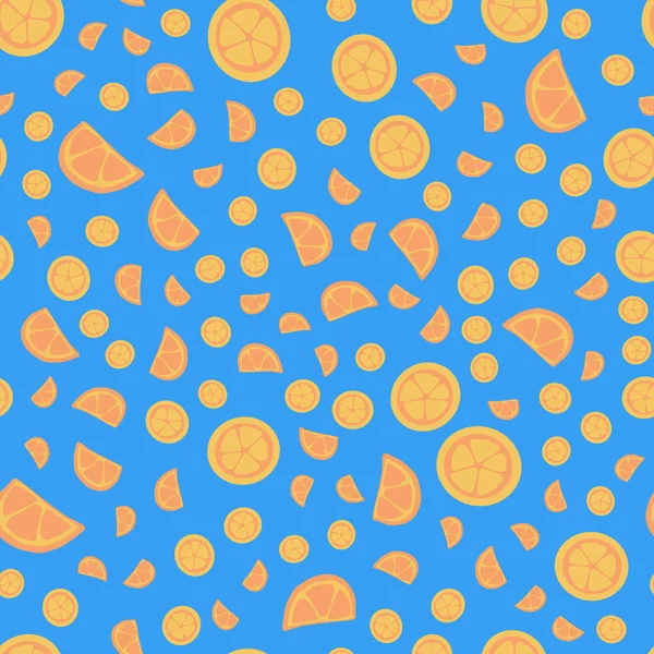 Pattern Orange Slices Blue Background — Stock Vector