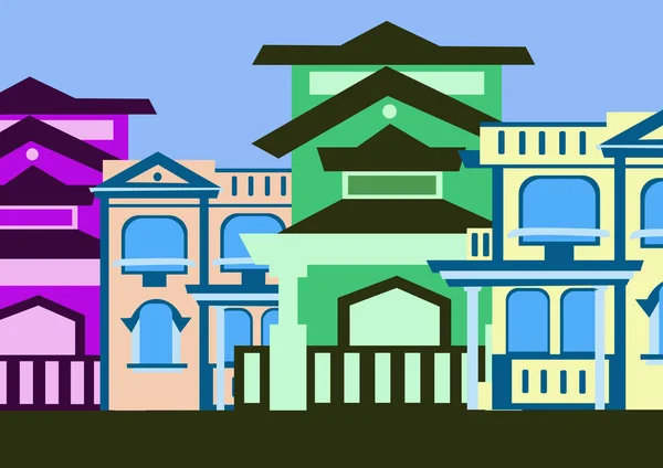 Vector Illustration Indian Houses Indian Town — Stock Vector