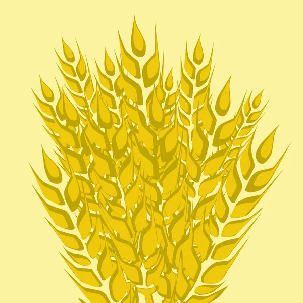 Vector Illustration Wheat Spikelets Yellow Background — Image vectorielle