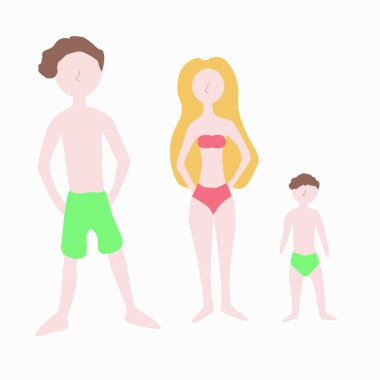 Mayolu bir ailenin vektör çizimi.