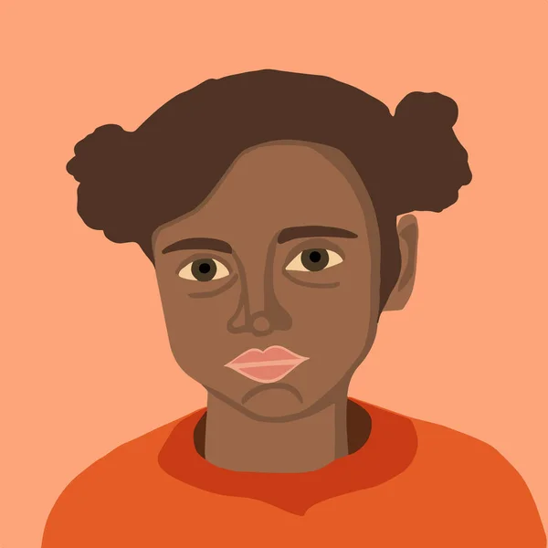 Vector Illustration Portrait Black Girl — Stockvektor