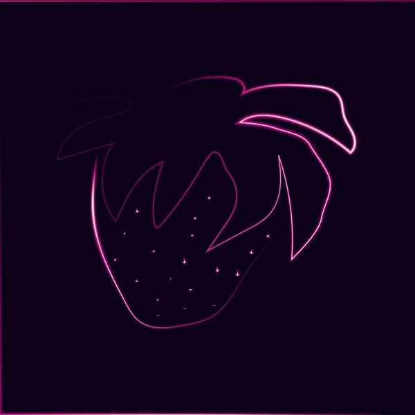 Illustration Pink Strawberries Neon Effect — стоковый вектор