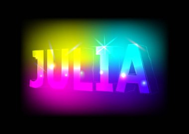 Vektör 3D yazıtlar Julia neon efektli.