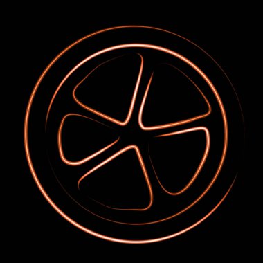 Neon efektli bir portakal dilimi..